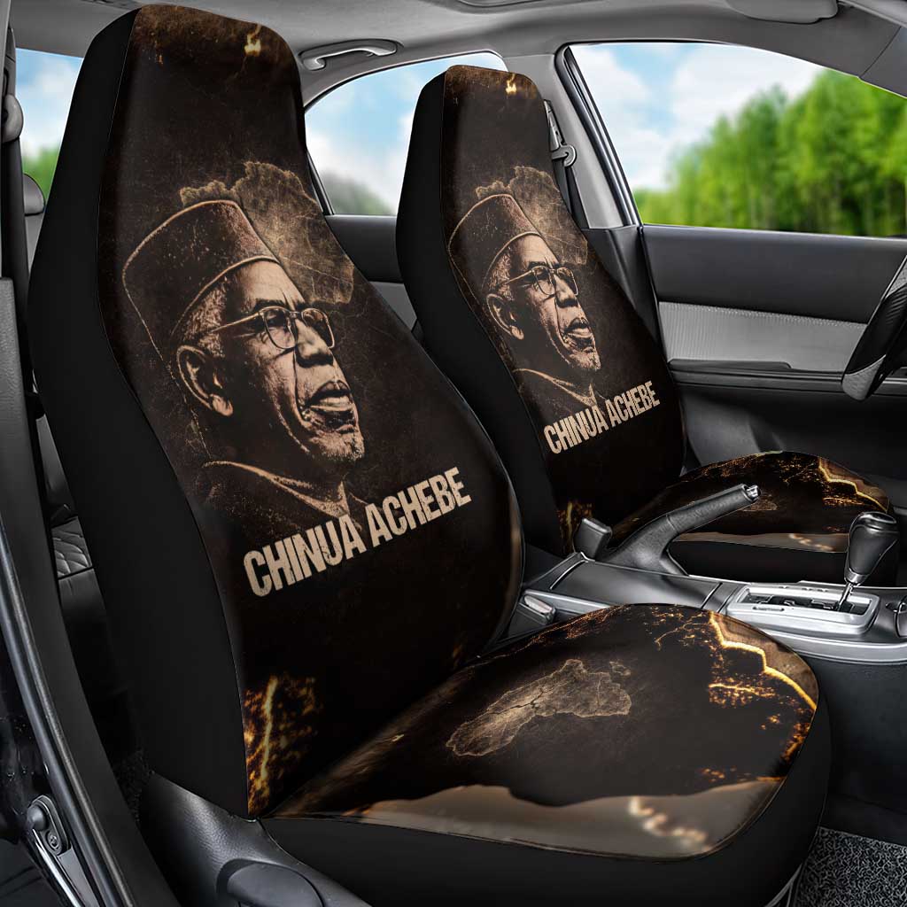 Chinua Achebe Car Seat Cover with Sepia Portrait, Lion Historians Quote and Vintage African Map - African Pride