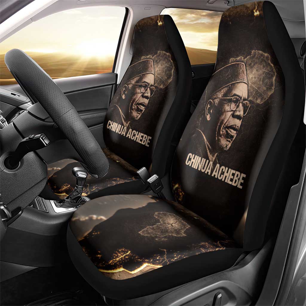 Chinua Achebe Car Seat Cover with Sepia Portrait, Lion Historians Quote and Vintage African Map - African Pride