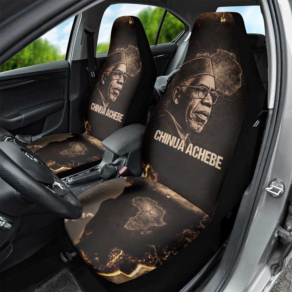 Chinua Achebe Car Seat Cover with Sepia Portrait, Lion Historians Quote and Vintage African Map - African Pride