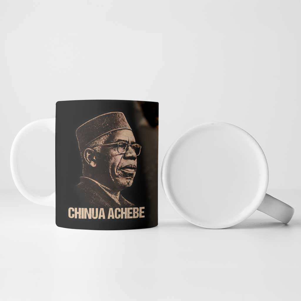 Chinua Achebe Ceramic Mug with Sepia Portrait, Lion Historians Quote and Vintage African Map - African Pride