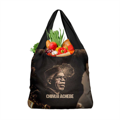 Chinua Achebe Grocery Bag with Sepia Portrait, Lion Historians Quote and Vintage African Map - African Pride