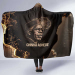 Chinua Achebe Hooded Blanket with Sepia Portrait, Lion Historians Quote and Vintage African Map - African Pride