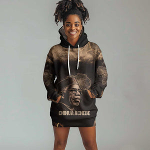 Chinua Achebe Hoodie Dress with Sepia Portrait, Lion Historians Quote and Vintage African Map - African Pride