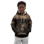 Chinua Achebe Kid Hoodie with Sepia Portrait, Lion Historians Quote and Vintage African Map - African Pride