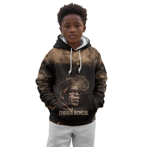 Chinua Achebe Kid Hoodie with Sepia Portrait, Lion Historians Quote and Vintage African Map - African Pride