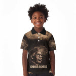 Chinua Achebe Kid Polo Shirt with Sepia Portrait, Lion Historians Quote and Vintage African Map - African Pride