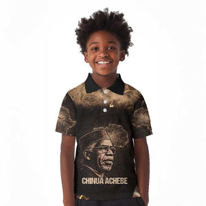 Chinua Achebe Kid Polo Shirt with Sepia Portrait, Lion Historians Quote and Vintage African Map - African Pride
