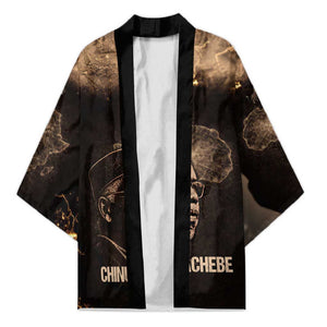 Chinua Achebe Kimono with Sepia Portrait, Lion Historians Quote and Vintage African Map - African Pride