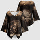 Chinua Achebe Kimono Sleeve Blouse with Sepia Portrait, Lion Historians Quote and Vintage African Map - African Pride
