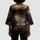 Chinua Achebe Kimono Sleeve Blouse with Sepia Portrait, Lion Historians Quote and Vintage African Map - African Pride