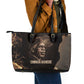 Chinua Achebe Leather Tote Bag with Sepia Portrait, Lion Historians Quote and Vintage African Map - African Pride