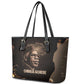 Chinua Achebe Leather Tote Bag with Sepia Portrait, Lion Historians Quote and Vintage African Map - African Pride