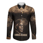 Chinua Achebe Long Sleeve Button Shirt with Sepia Portrait, Lion Historians Quote and Vintage African Map - African Pride