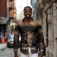 Chinua Achebe Long Sleeve Button Shirt with Sepia Portrait, Lion Historians Quote and Vintage African Map - African Pride