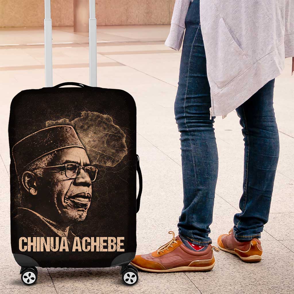 Chinua Achebe Luggage Cover with Sepia Portrait, Lion Historians Quote and Vintage African Map - African Pride