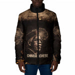 Chinua Achebe Padded Jacket with Sepia Portrait, Lion Historians Quote and Vintage African Map - African Pride