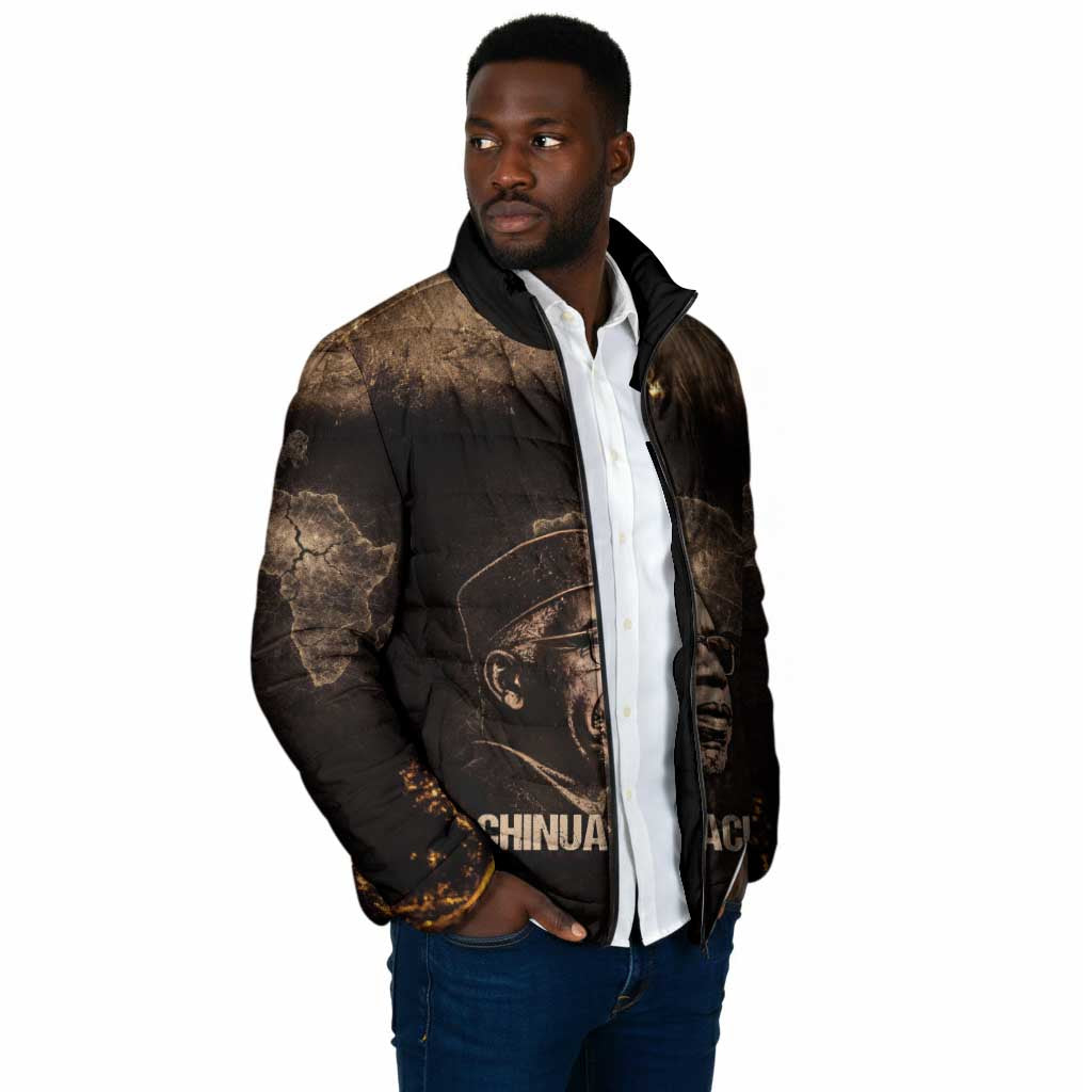 Chinua Achebe Padded Jacket with Sepia Portrait, Lion Historians Quote and Vintage African Map - African Pride