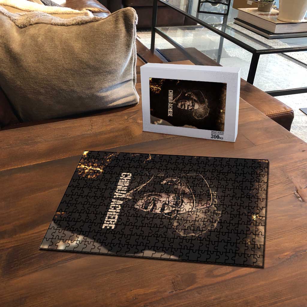 Chinua Achebe Puzzle with Sepia Portrait, Lion Historians Quote and Vintage African Map - African Pride