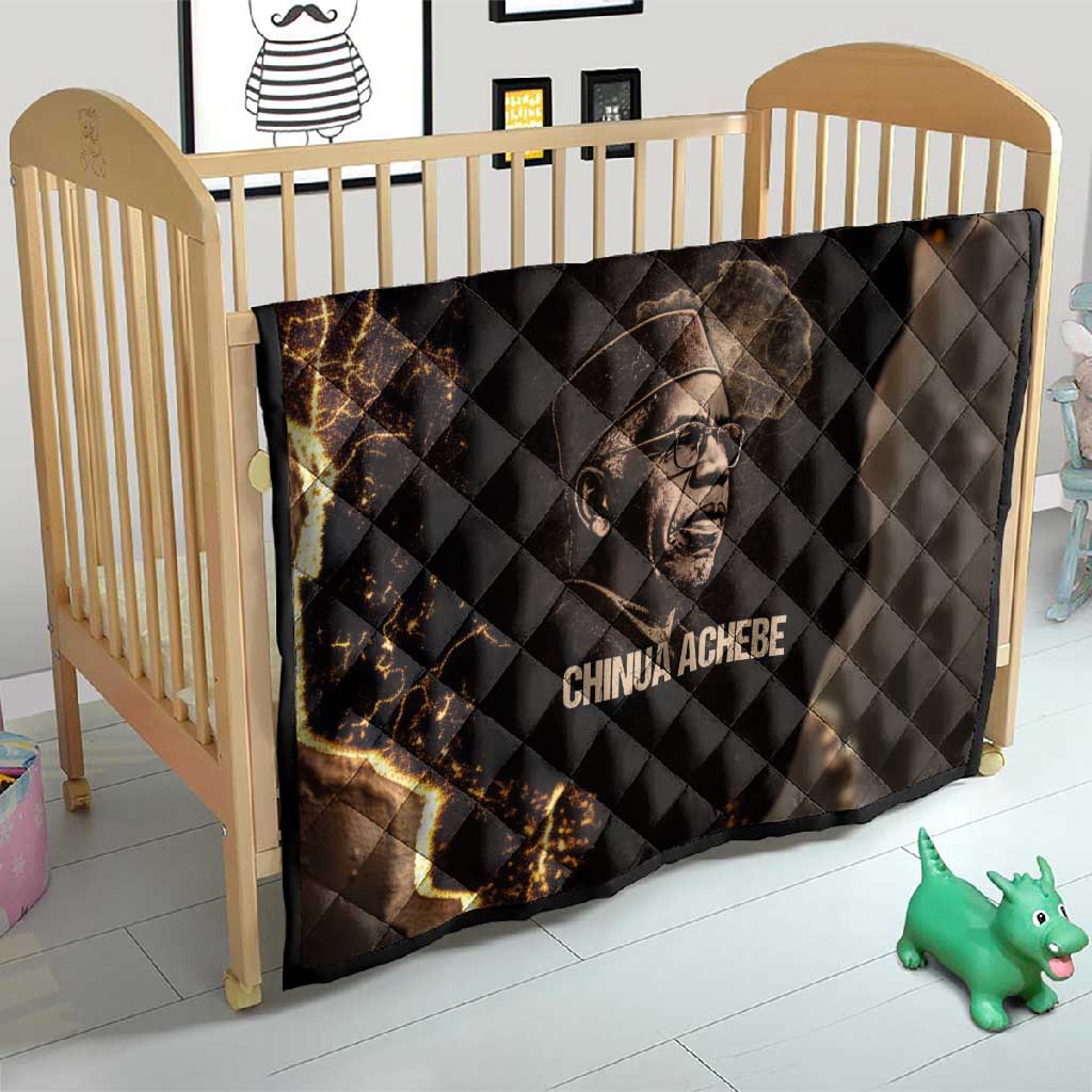 Chinua Achebe Quilt with Sepia Portrait, Lion Historians Quote and Vintage African Map - African Pride