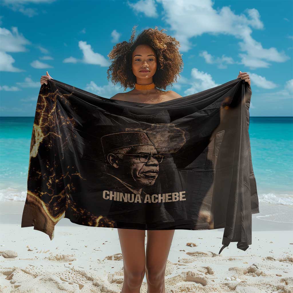 Chinua Achebe Sarong with Sepia Portrait, Lion Historians Quote and Vintage African Map - African Pride