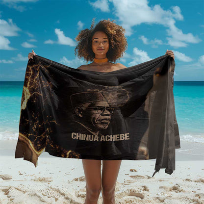 Chinua Achebe Sarong with Sepia Portrait, Lion Historians Quote and Vintage African Map - African Pride