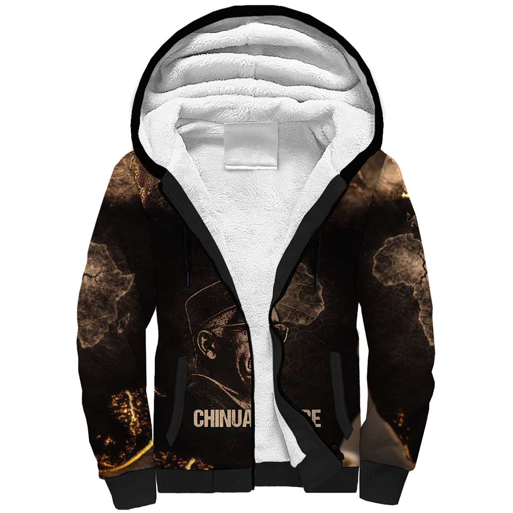 Chinua Achebe Sherpa Hoodie with Sepia Portrait, Lion Historians Quote and Vintage African Map - African Pride