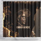 Chinua Achebe Shower Curtain with Sepia Portrait, Lion Historians Quote and Vintage African Map - African Pride