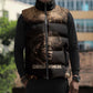 Chinua Achebe Sleeveless Puffer Jacket with Sepia Portrait, Lion Historians Quote and Vintage African Map - African Pride