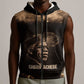 Chinua Achebe Sleeveless Zip Hoodie with Sepia Portrait, Lion Historians Quote and Vintage African Map - African Pride