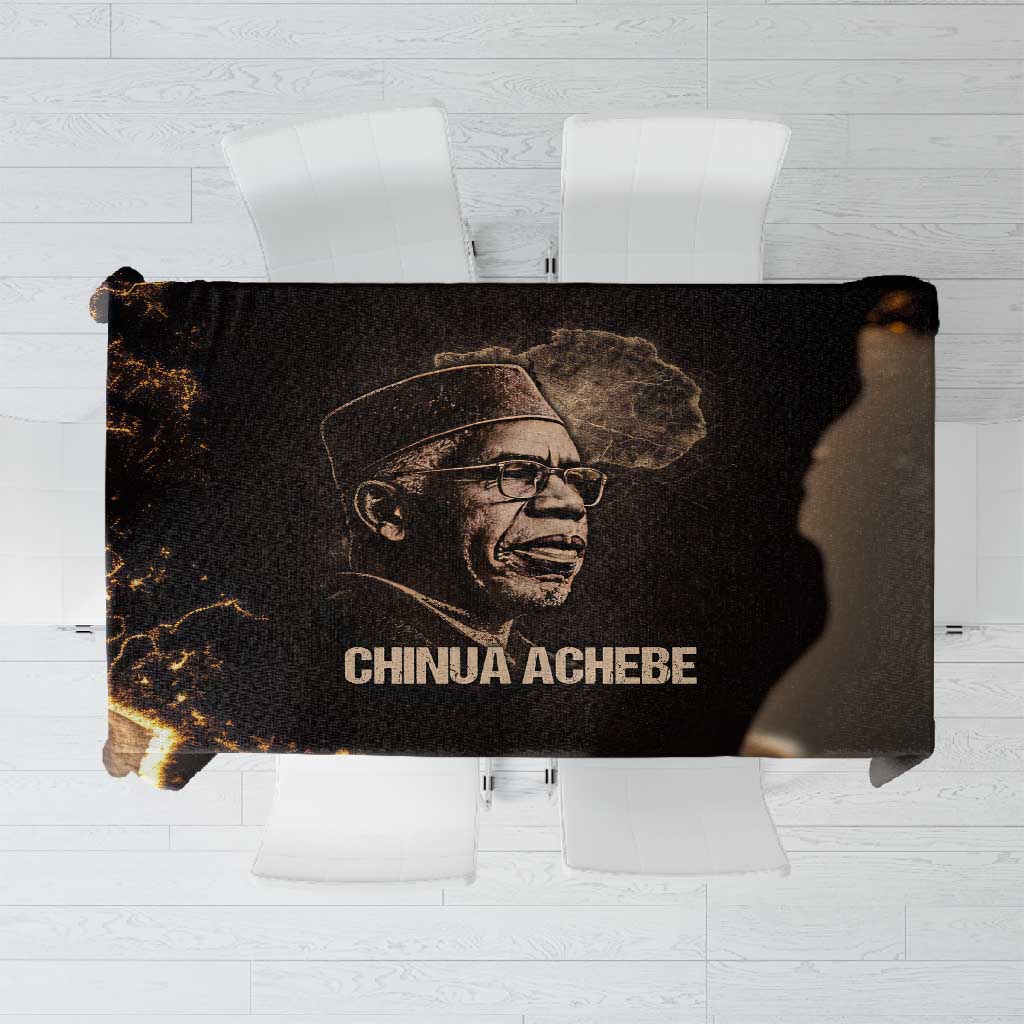 Chinua Achebe Tablecloth with Sepia Portrait, Lion Historians Quote and Vintage African Map - African Pride
