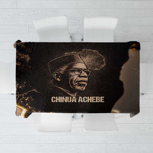 Chinua Achebe Tablecloth with Sepia Portrait, Lion Historians Quote and Vintage African Map - African Pride