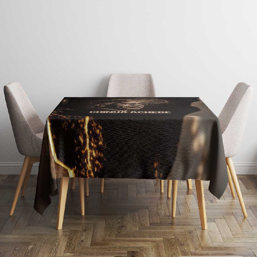 Chinua Achebe Tablecloth with Sepia Portrait, Lion Historians Quote and Vintage African Map - African Pride