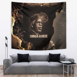 Chinua Achebe Tapestry with Sepia Portrait, Lion Historians Quote and Vintage African Map - African Pride