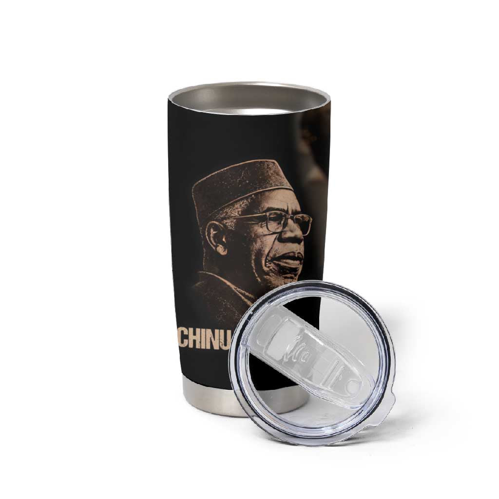 Chinua Achebe Tumbler Cup with Sepia Portrait, Lion Historians Quote and Vintage African Map - African Pride