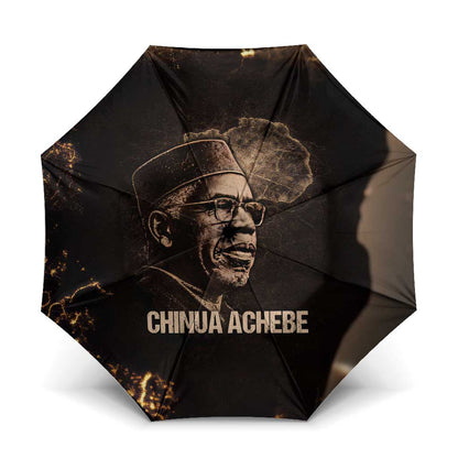 Chinua Achebe Umbrella with Sepia Portrait, Lion Historians Quote and Vintage African Map - African Pride