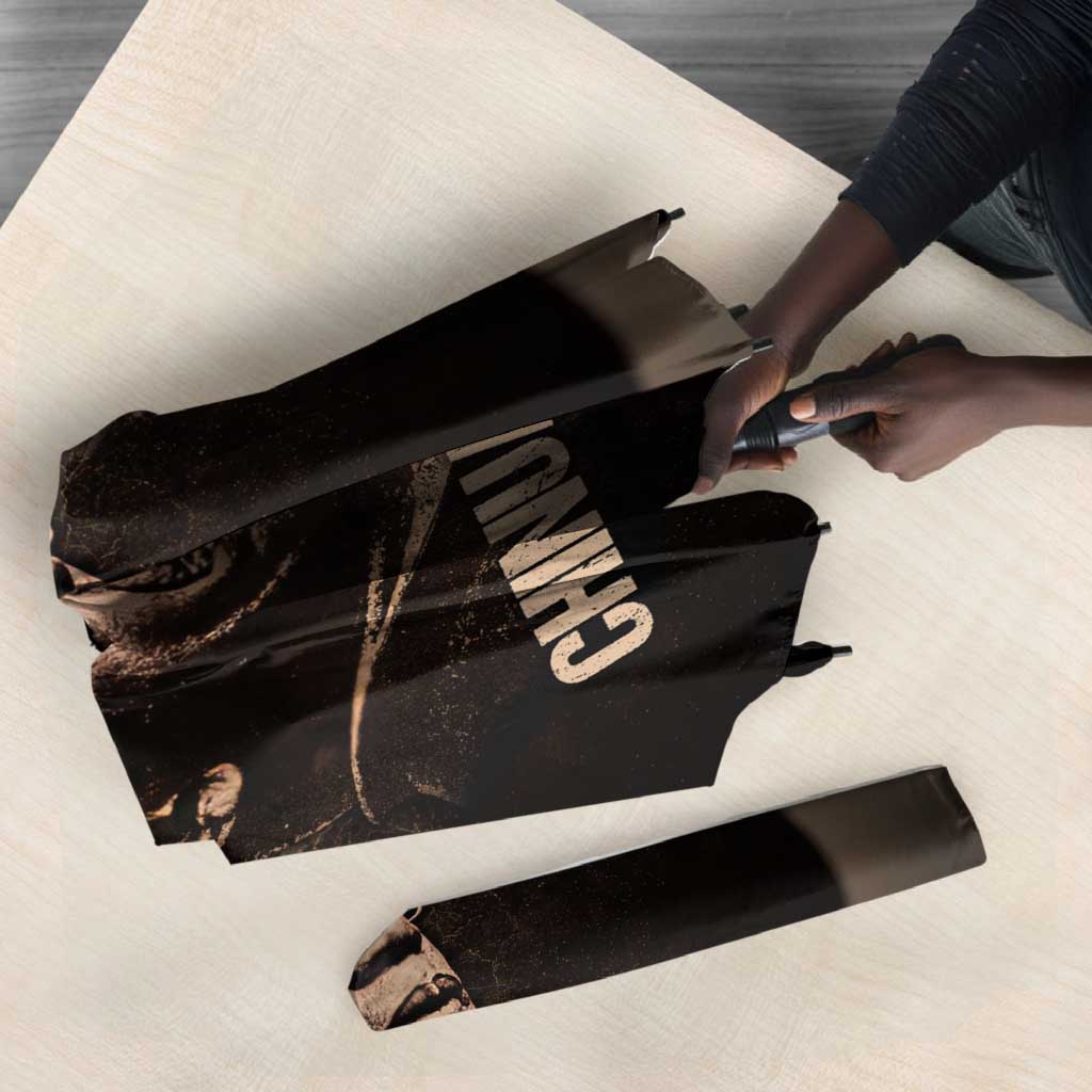 Chinua Achebe Umbrella with Sepia Portrait, Lion Historians Quote and Vintage African Map - African Pride