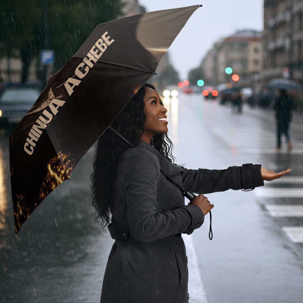 Chinua Achebe Umbrella with Sepia Portrait, Lion Historians Quote and Vintage African Map - African Pride