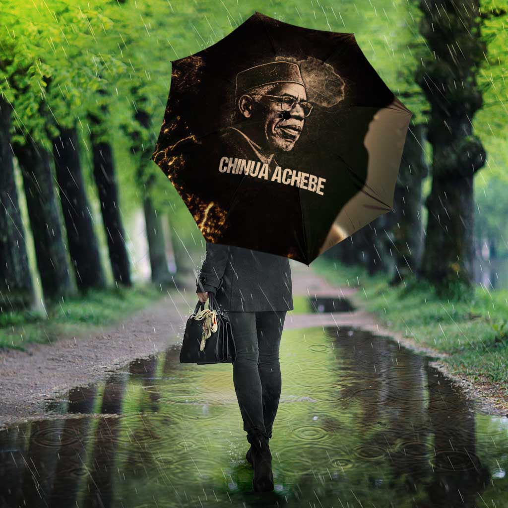 Chinua Achebe Umbrella with Sepia Portrait, Lion Historians Quote and Vintage African Map - African Pride