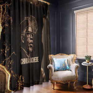Chinua Achebe Window Curtain with Sepia Portrait, Lion Historians Quote and Vintage African Map - African Pride