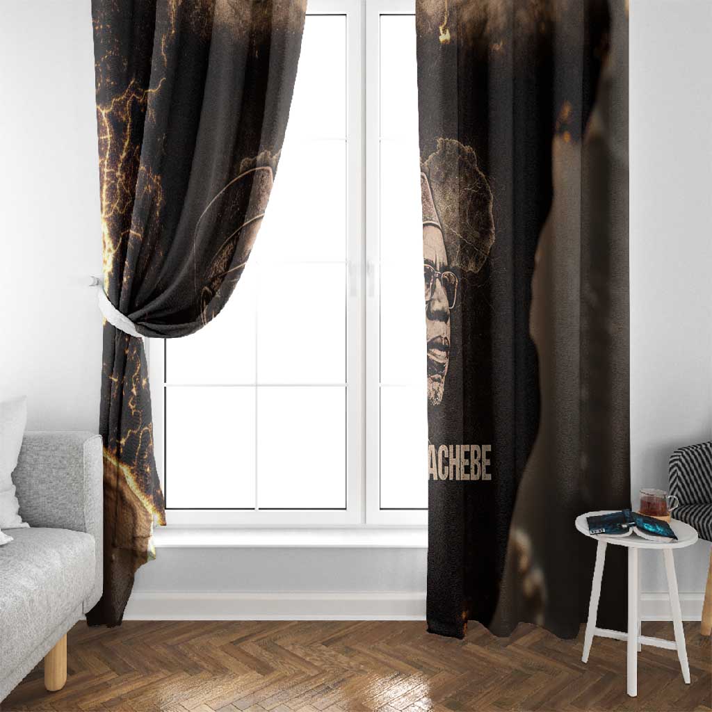 Chinua Achebe Window Curtain with Sepia Portrait, Lion Historians Quote and Vintage African Map - African Pride