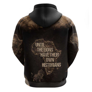 Chinua Achebe Zip Hoodie with Sepia Portrait, Lion Historians Quote and Vintage African Map - African Pride