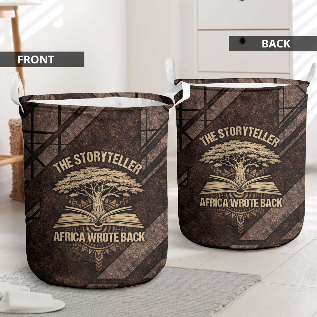 Chinua Achebe Laundry Basket with Tribal Symbol Design, The Storyteller Quote and Africa Wrote Back - African Pride