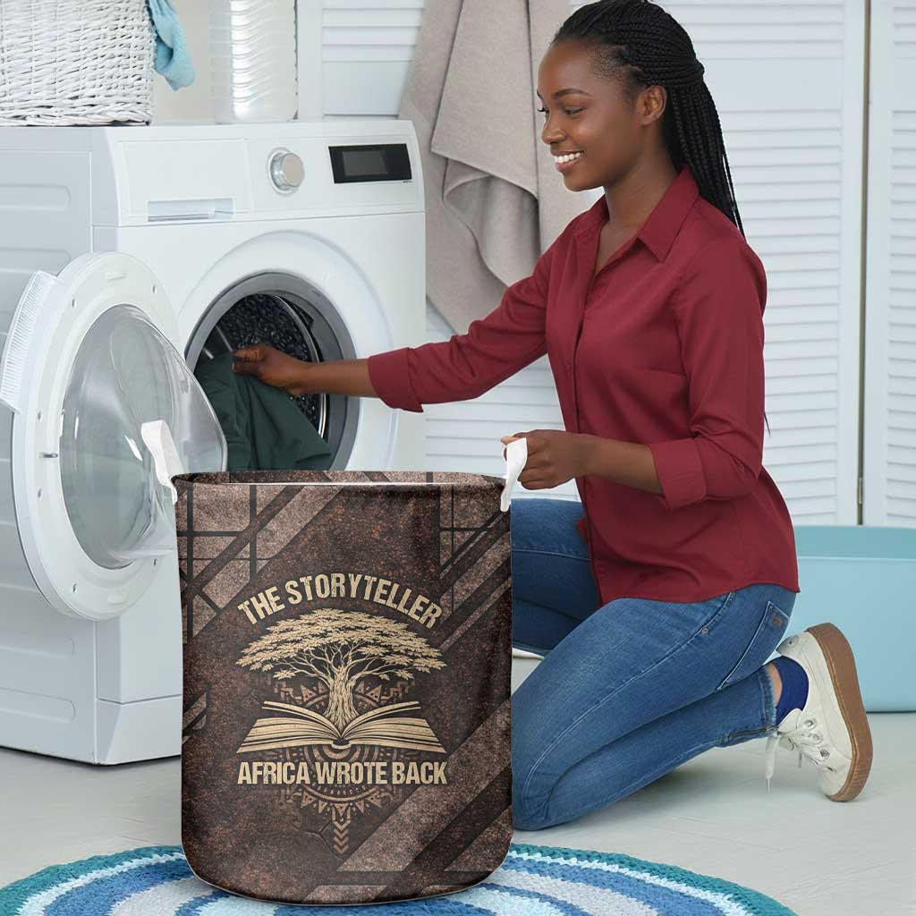 Chinua Achebe Laundry Basket with Tribal Symbol Design, The Storyteller Quote and Africa Wrote Back - African Pride