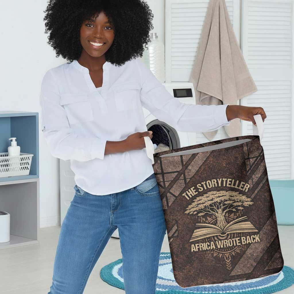 Chinua Achebe Laundry Basket with Tribal Symbol Design, The Storyteller Quote and Africa Wrote Back - African Pride
