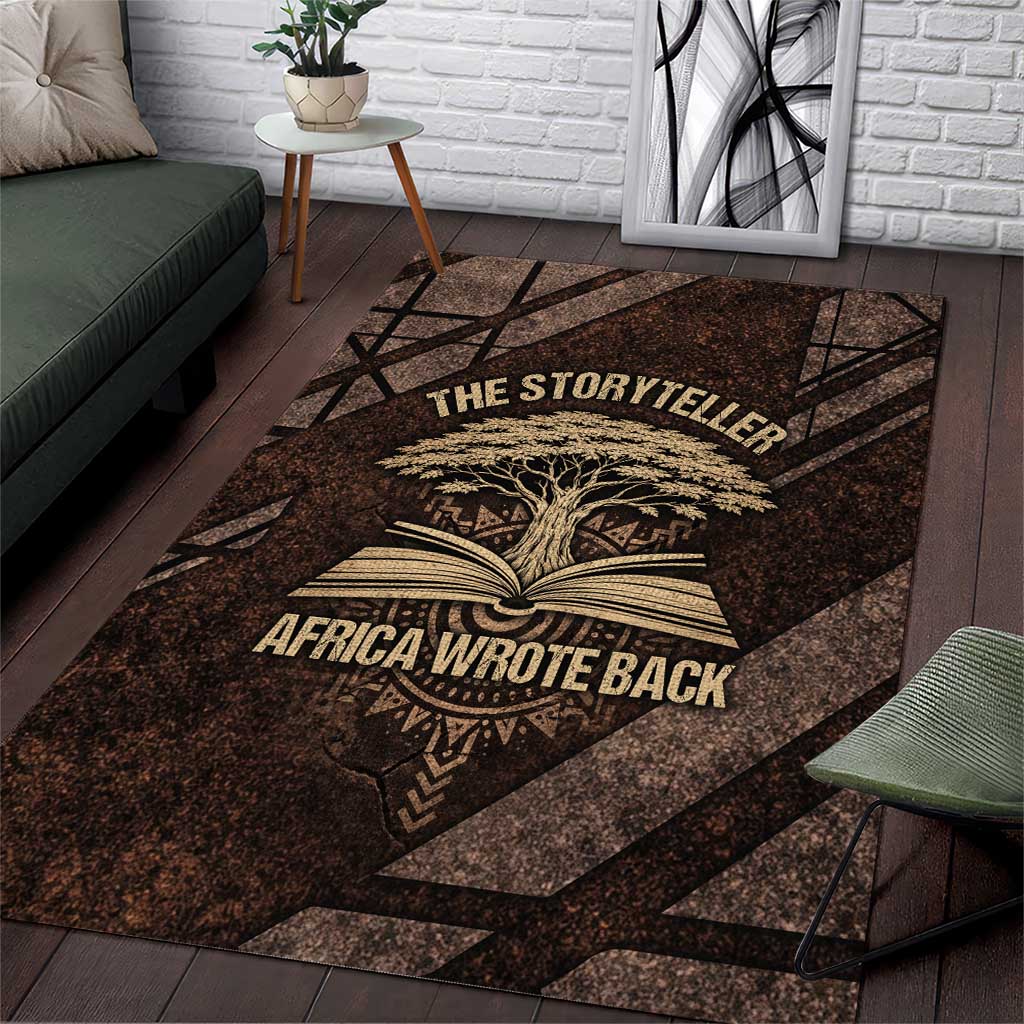 Chinua Achebe Area Rug with Tribal Symbol Design, The Storyteller Quote ...