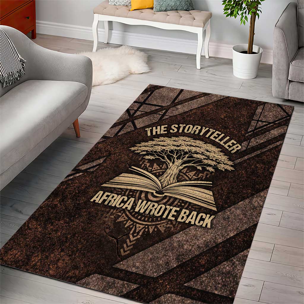 Chinua Achebe Area Rug with Tribal Symbol Design, The Storyteller Quote and Africa Wrote Back - African Pride