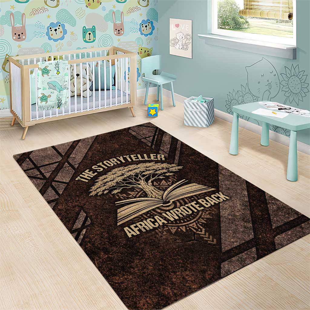 Chinua Achebe Area Rug with Tribal Symbol Design, The Storyteller Quote and Africa Wrote Back - African Pride