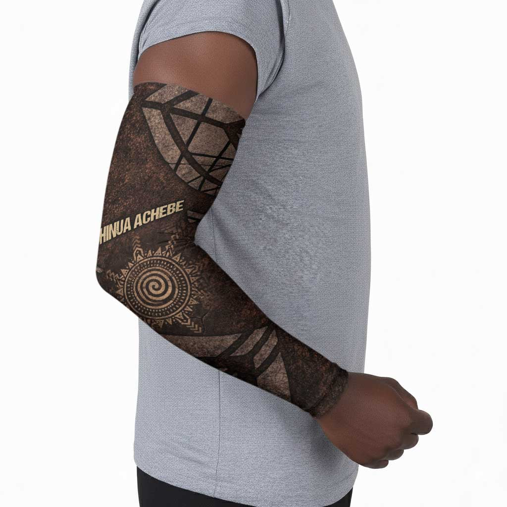 Chinua Achebe Arm Sleeves with Tribal Symbol Design, The Storyteller Quote and Africa Wrote Back - African Pride