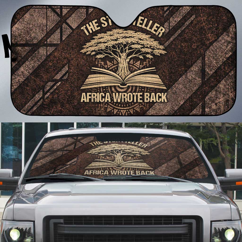 Chinua Achebe Auto Sun Shade with Tribal Symbol Design, The Storyteller Quote and Africa Wrote Back - African Pride