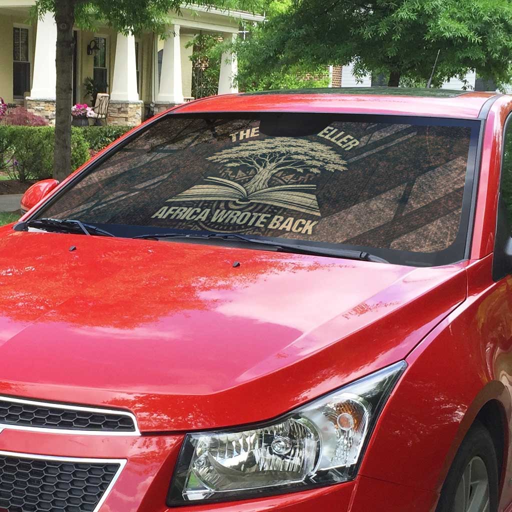 Chinua Achebe Auto Sun Shade with Tribal Symbol Design, The Storyteller Quote and Africa Wrote Back - African Pride